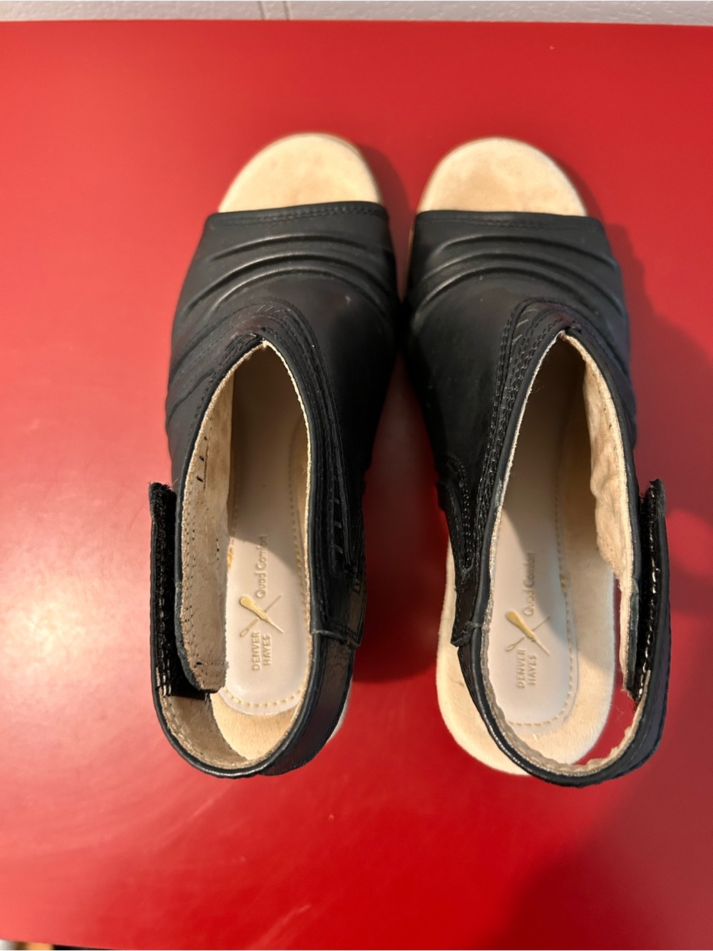 Denver Hayes Size 7 Black Leather Open-Toe Slingback Mules/Sandals - Picture 4 of 7